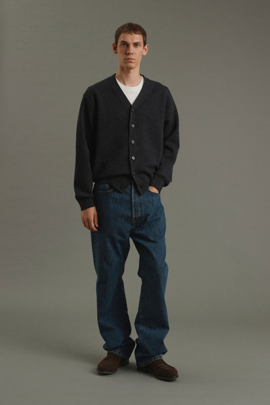 Cardigan Romeo - Charcoal Grey - Wool - Men