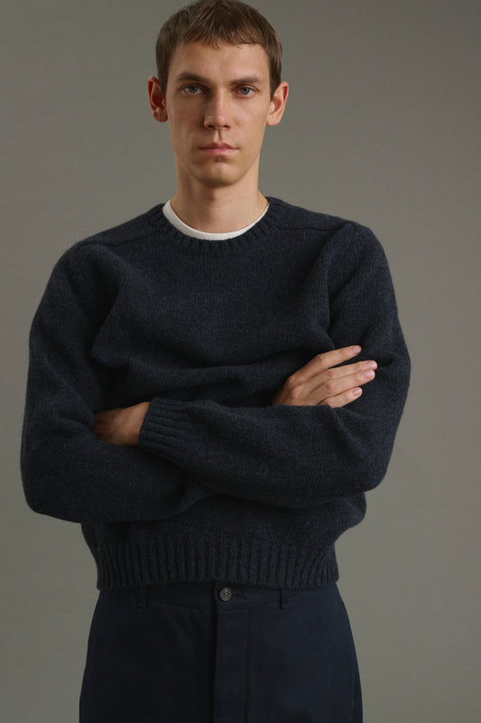 Isamu pullover - Heathered Navy - Wool - Men