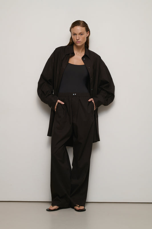 Pantalon Pantaloni - Chocolat - Coton - Femme