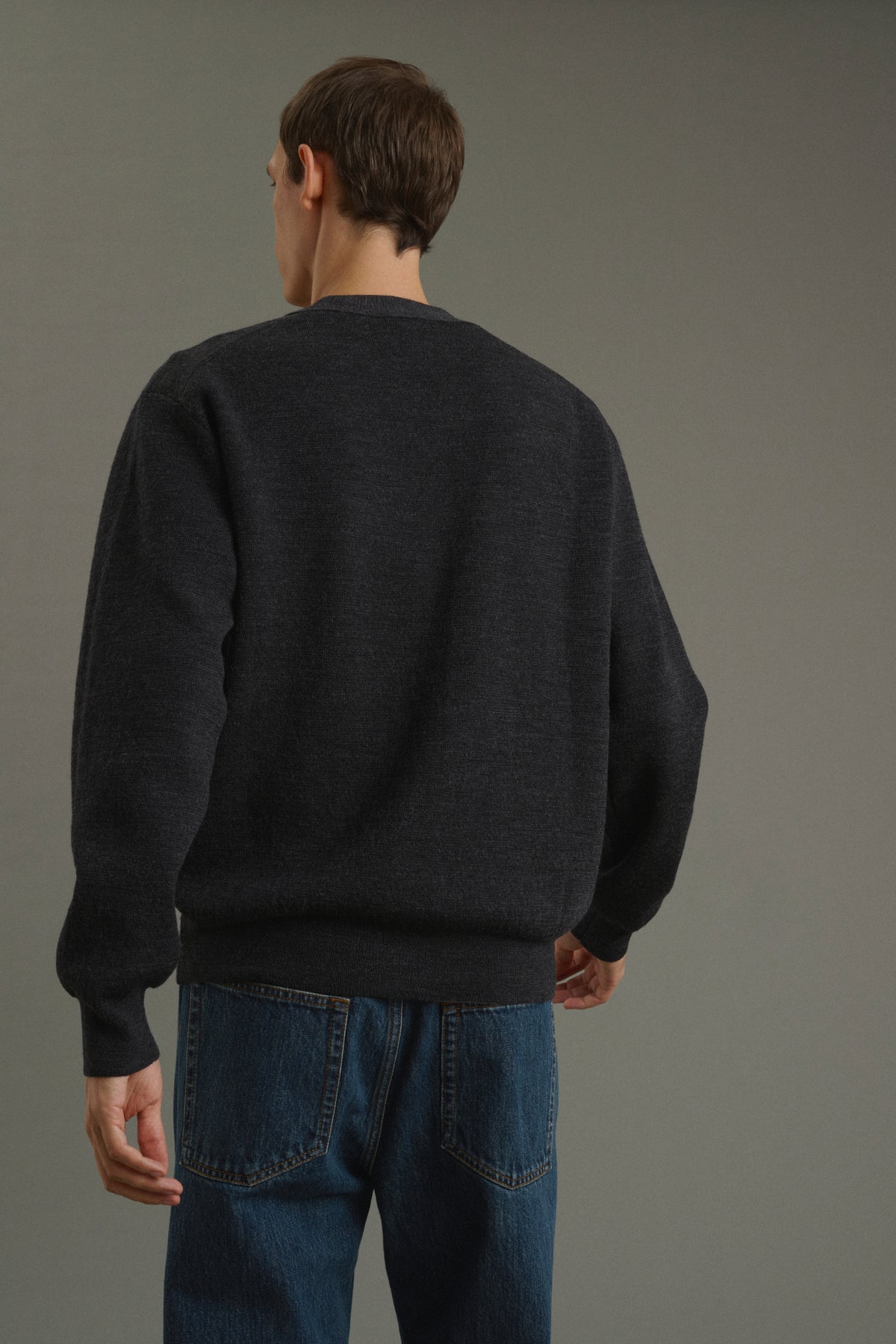 Cardigan Romeo - Charcoal Grey - Wool - Men