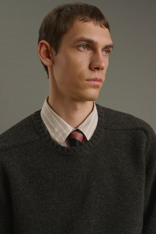 Isamu pullover - Dark Brown - Wool - Men