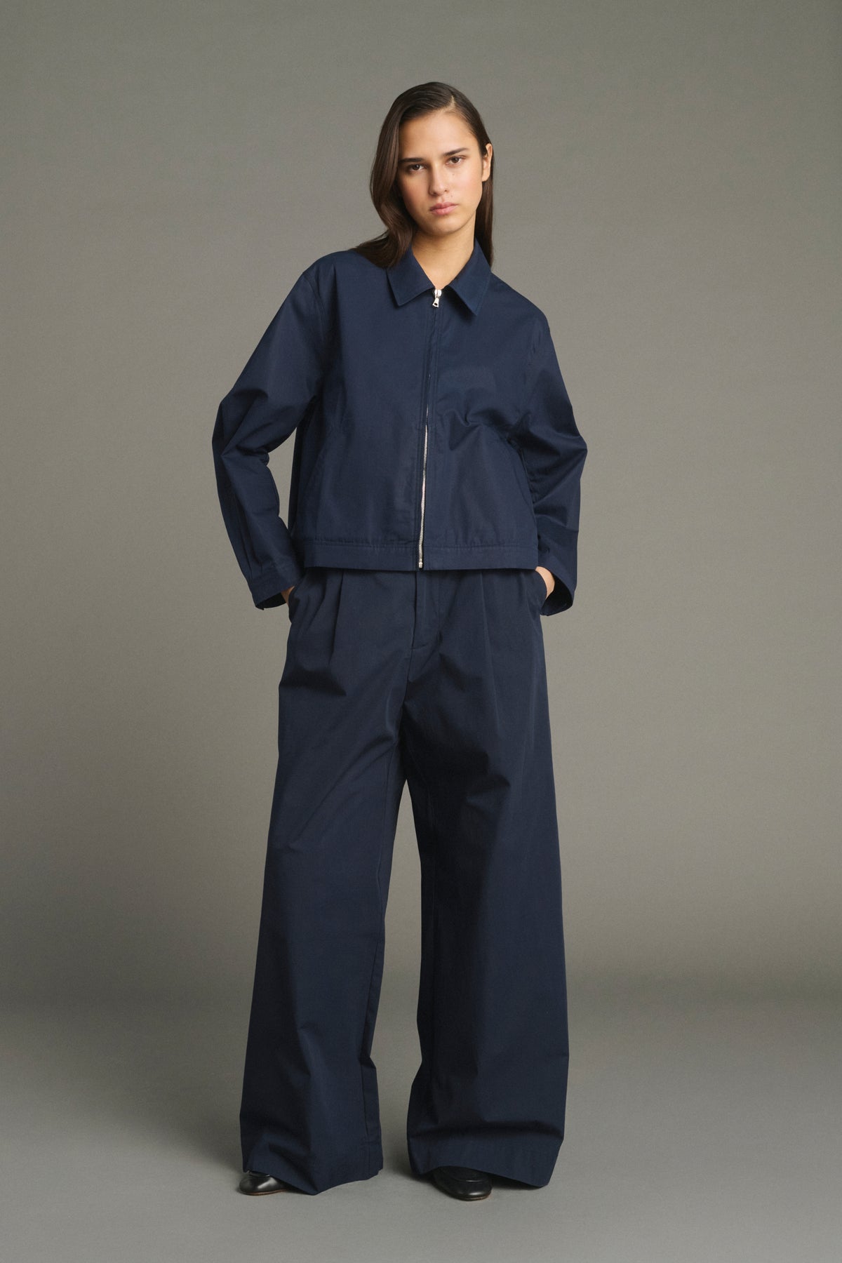 Hugues Trousers - Navy - Cotton - Women vue 1
