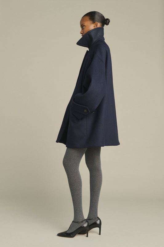 Kasper Coat - Dark Navy - Wool - Women