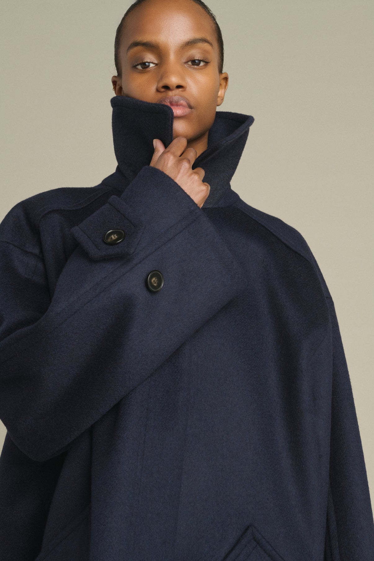 Kasper Coat - Dark Navy - Wool - Women vue 3