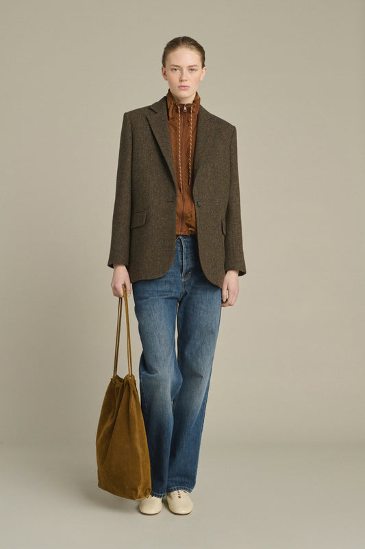 Sevres Jacket - Brown and Navy Herringbone Tweed Blazer - Soeur