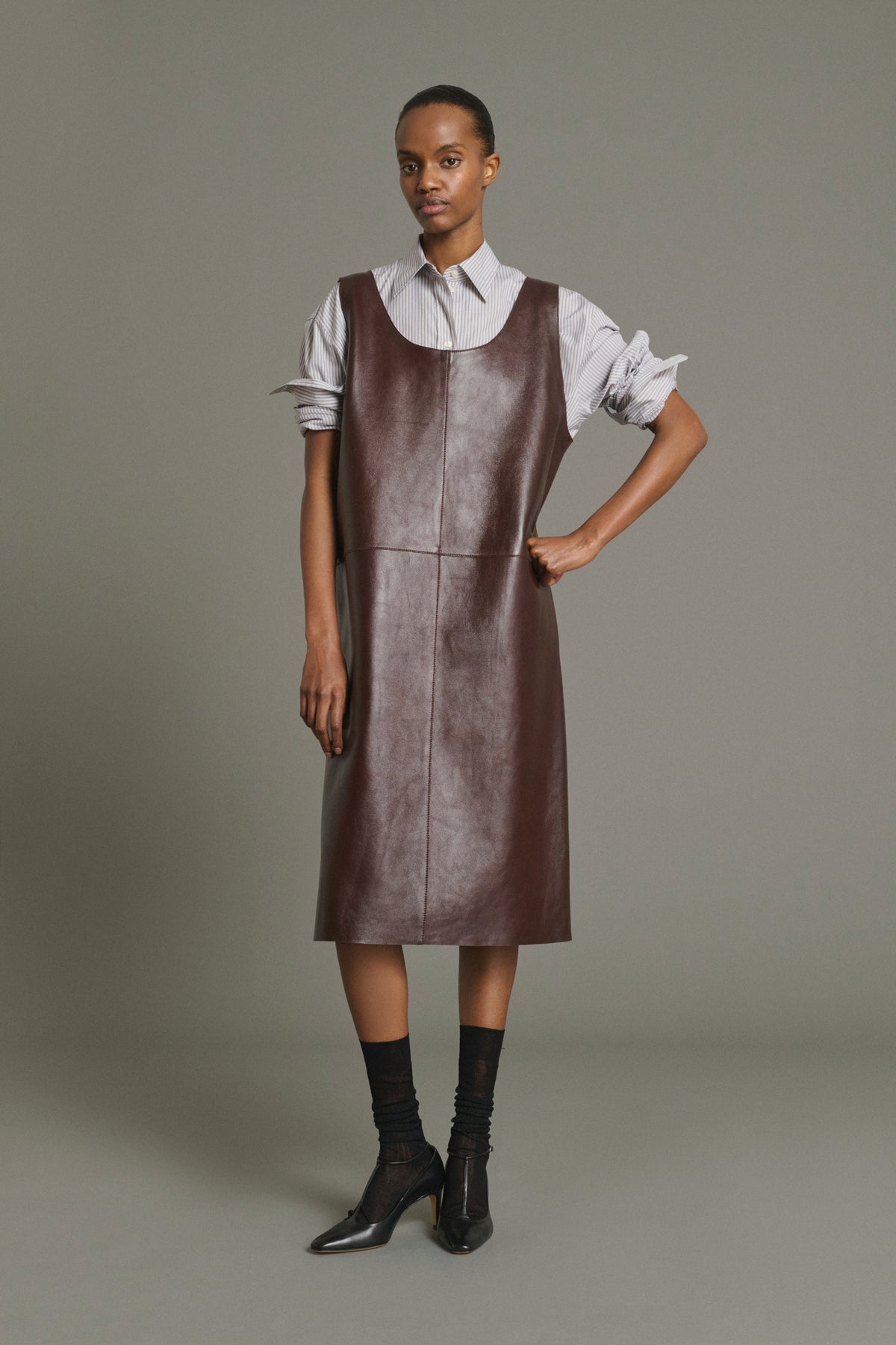 Dress Joa - Bordeaux - Leather - Women vue 5