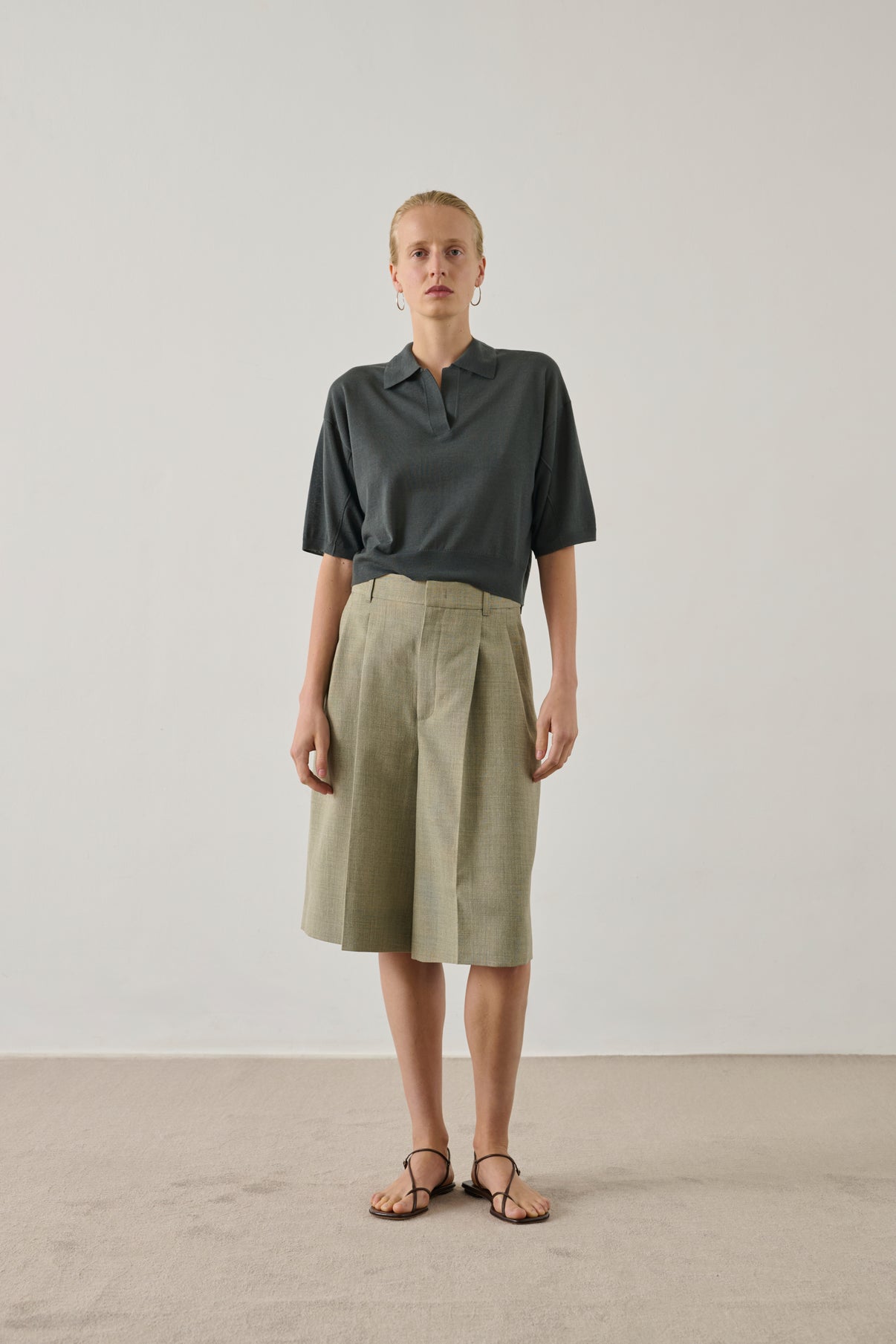 Elton Polo - Grey/Blue - Merino Wool - Women vue 2