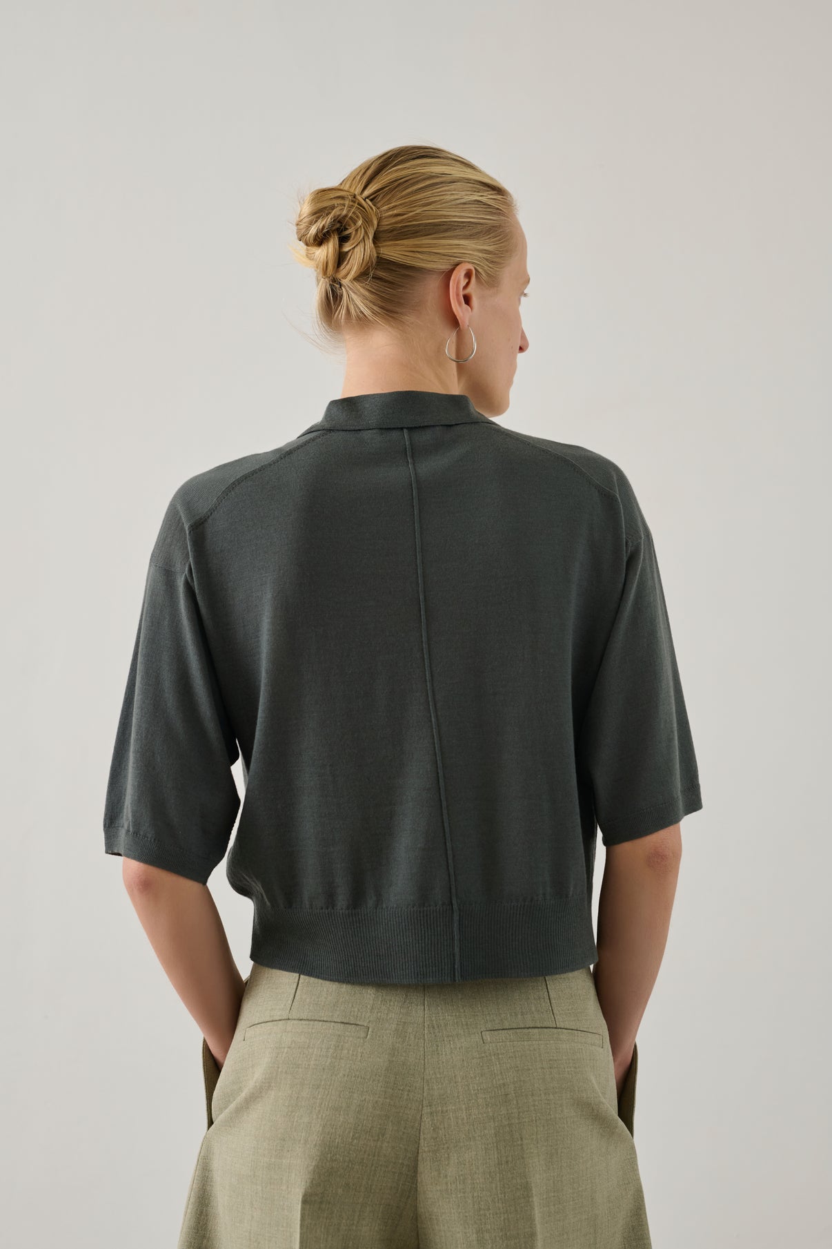 Elton Polo - Grey/Blue - Merino Wool - Women vue 3