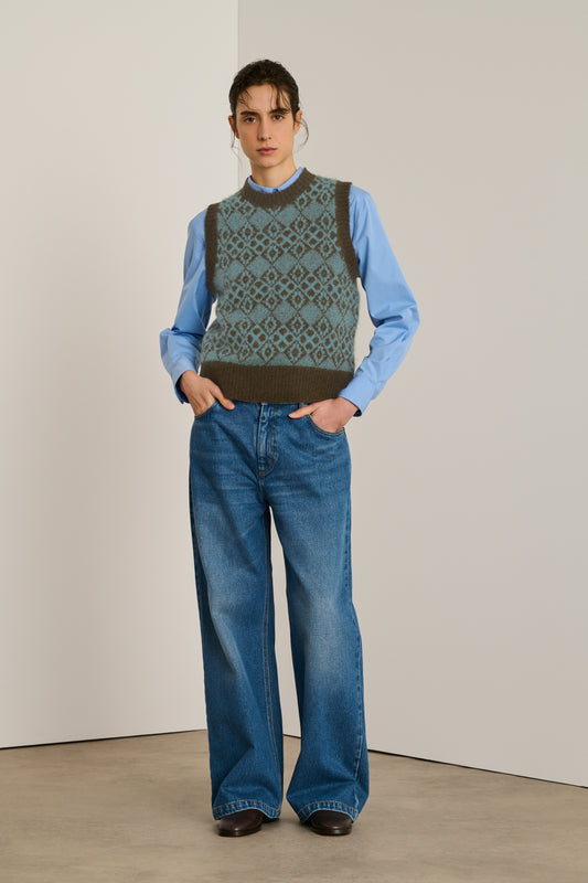 Pull Namaste - Gris/Marron - Laine - Femme