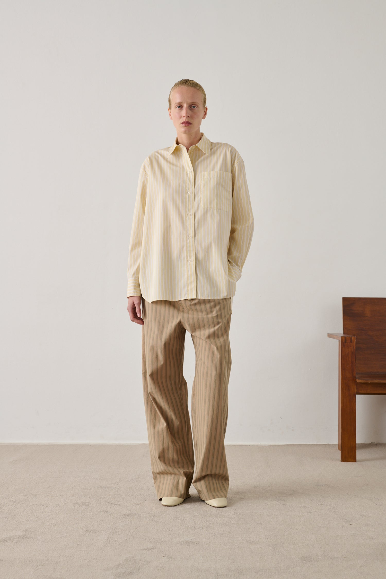 Chemise Carlotta - Jaune/Écru - Coton - Femme