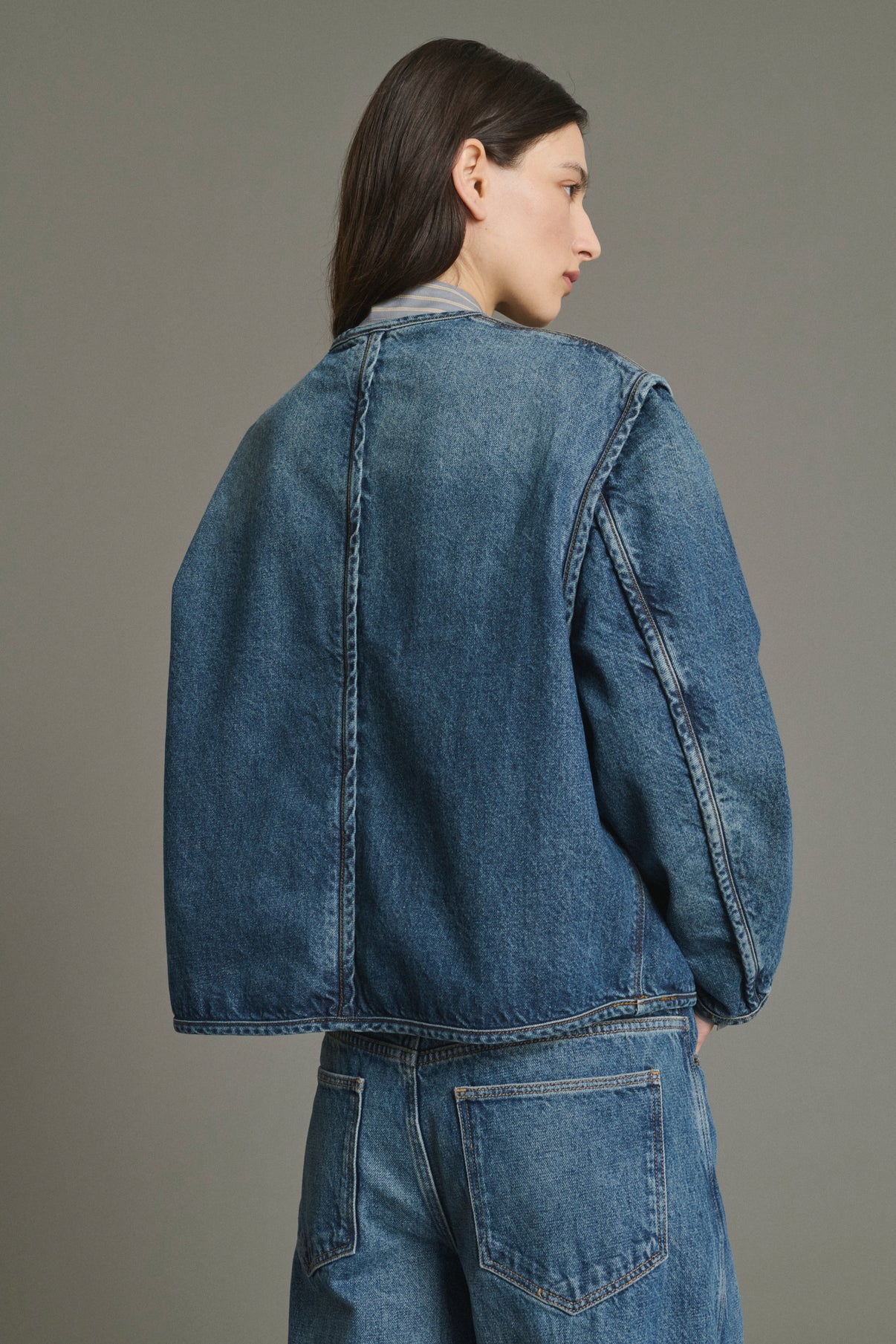 Jacket Agatha - Blue Denim Cotton Women - Soeur vue 4