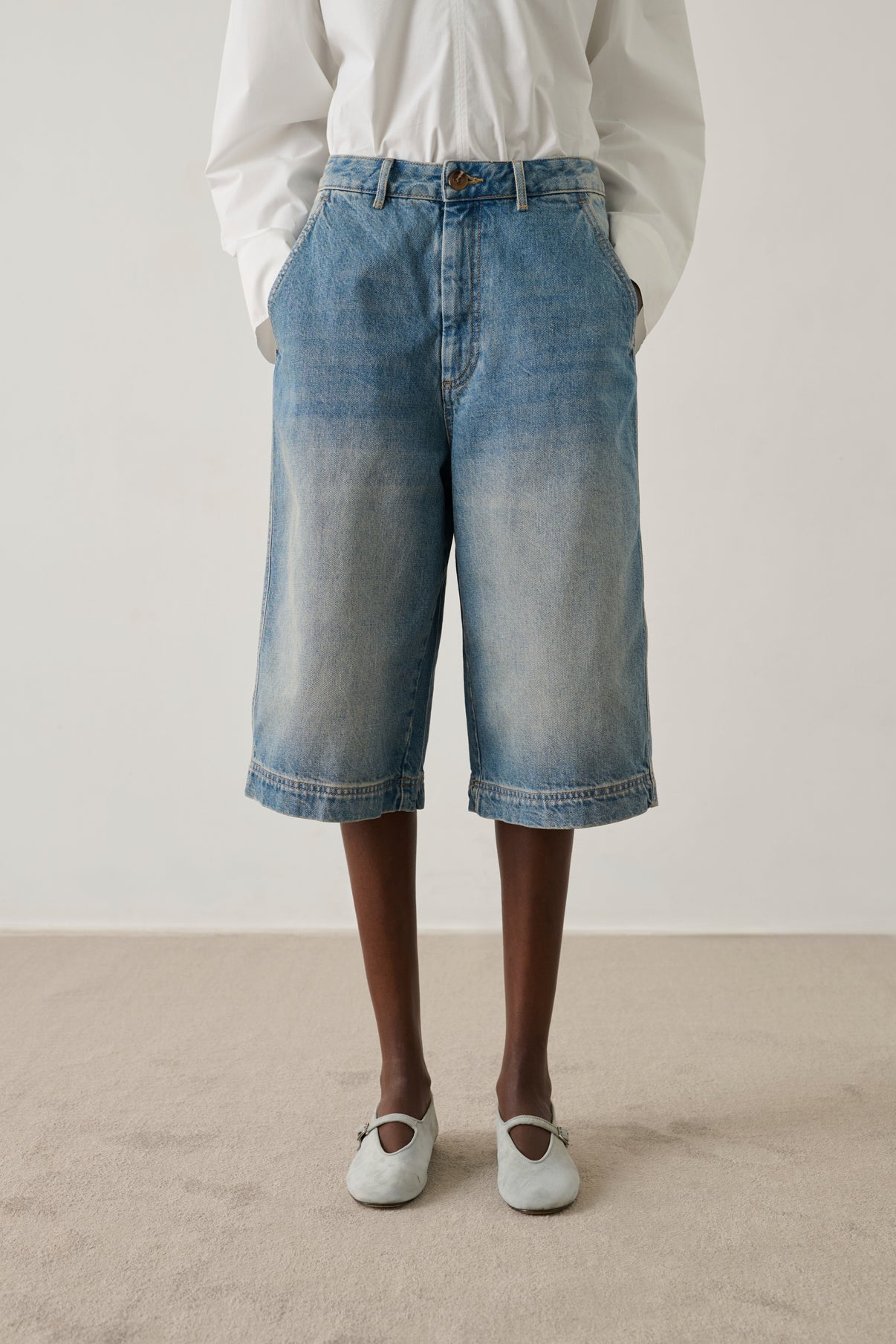 Bermuda Francis - Denim Bleu Délavé - Coton - Femme vue 3