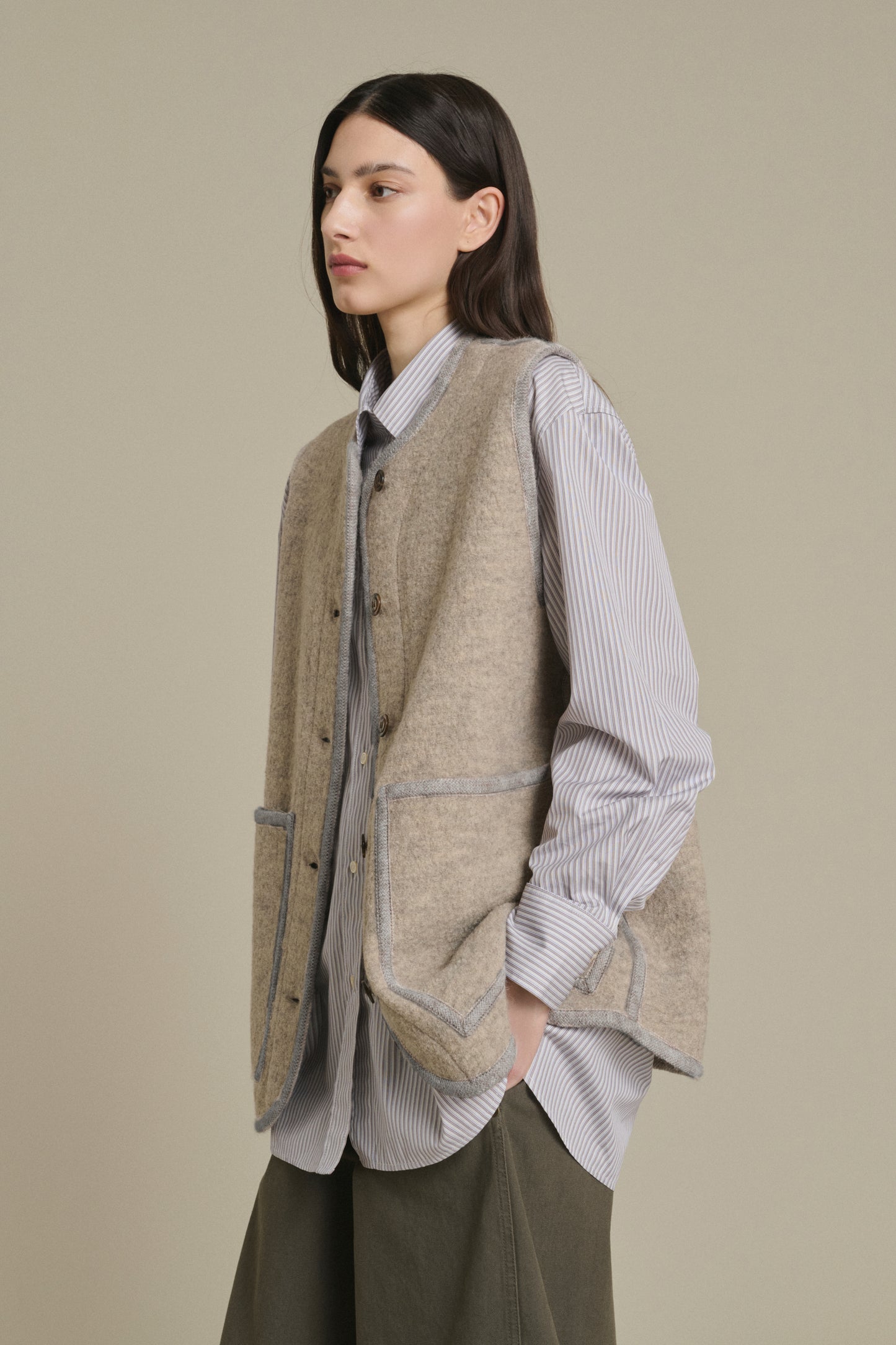 Chicago Jacket - Beige/Grey - Wool - Women