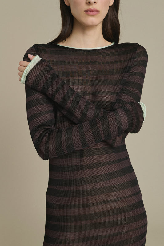 Robe Momo longue rayée chocolat et noir Soeur & TL180 - Soeur